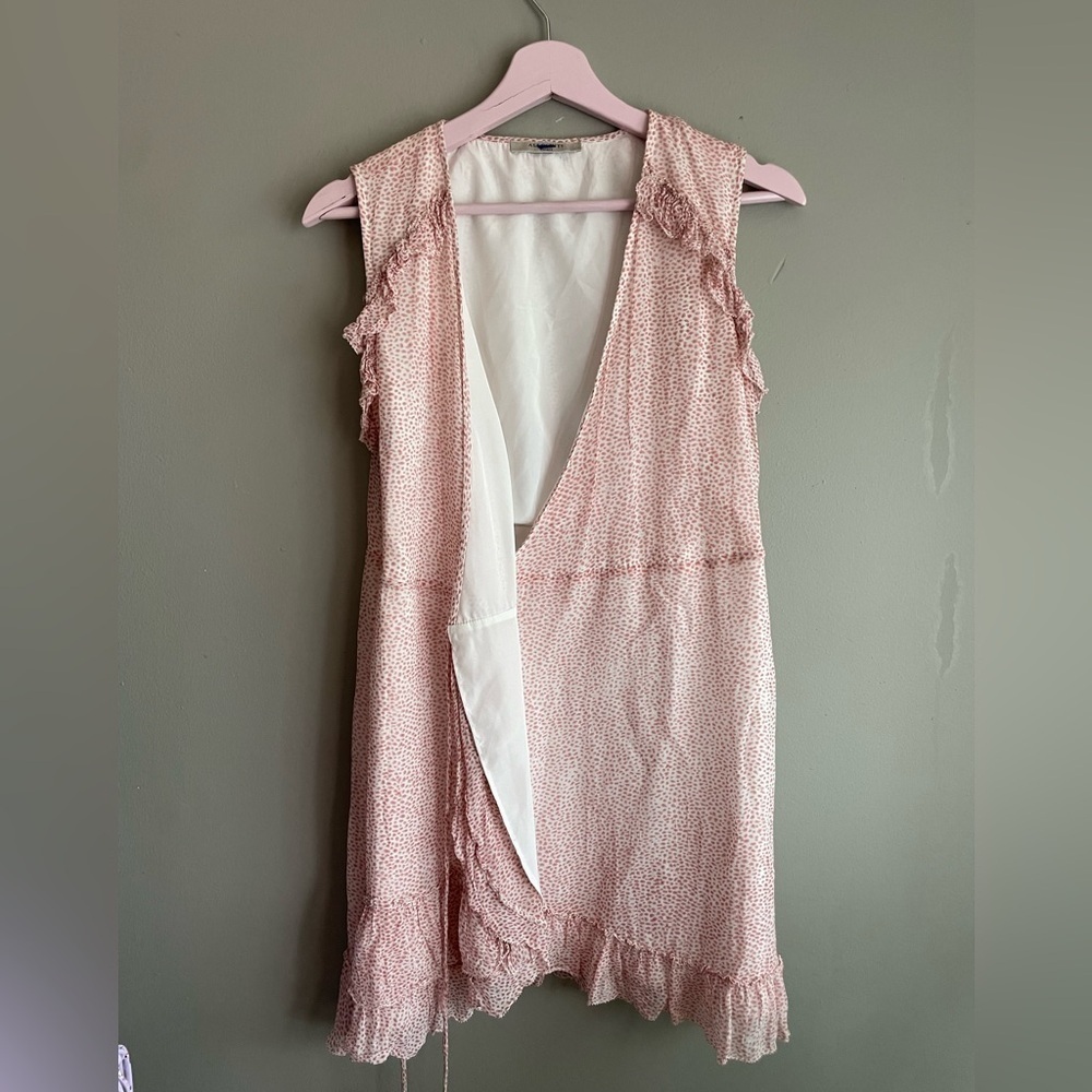 All Saints Floral Wrap Dress with Ruffle Sleeves - Picture 10 of 10